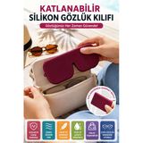 Vişne Katlanabilir Silikon Gözlük Kılıfı Suya Dayanıklı Esnek Koruyucu Güneş Ve Numaralı Gözlük Kılıfı