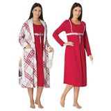 Vişne Pamuklu Hamile Lohusa Sabahlık Ve Gecelik Takım, M, EF8085-198IGP101633