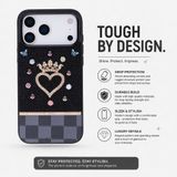 Vissel iPhone 17 Pro Max Uyumlu Taşlı Kalp Detaylı Kılıf – Parlak Taşlı, Darbe Emici Koruma, Şık & Trend Telefon Kılıfı, Siyah