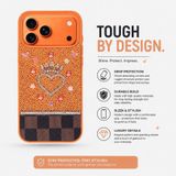 Vissel iPhone 17 Pro Uyumlu Taşlı Kalp Detaylı Kılıf – Parlak Taşlı, Darbe Emici Koruma, Şık & Trend Telefon Kılıfı, Turuncu