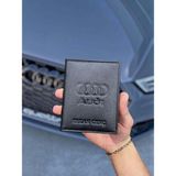 Visso Leather 1904 Audi Logolu Deri Araç Ruhsat Kılıfı - Ruhsat Kabı Isme Özel Çanta Cüzdan - 00-Siyah