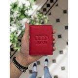 Visso Leather 1904 Audi Logolu Deri Araç Ruhsat Kılıfı - Ruhsat Kabı Isme Özel Çanta Cüzdan - 240-Kırmızı