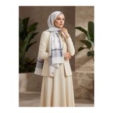 Vissona %100 Saf İpek Şal İnce Saten Vual Dokuma Çiçek Desenli Gümüş Renkli 90x210 Şal