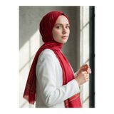 Vissona %100 Saf İpek Şal İnce Saten Vual Dokuma Dokulu Desenli Taba - Taba Renkli 90x210 Şal