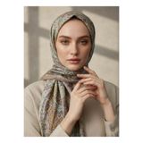 Vissona %100 Saf İpek Şal İnce Saten Vual Dokuma Etnik Desenli Taş Renkli 90x210 Şal