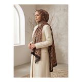 Vissona %100 Saf İpek Şal İnce Saten Vual Dokuma Etro Desenli Siyah - Bordo Renkli 90x210 Şal