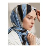 Vissona %100 Saf İpek Şal İnce Saten Vual Dokuma Kemer Desenli Siyah - Kırmızı Renkli 90x210 Şal