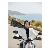 Vissona %100 Saf İpek Şal İnce Saten Vual Dokuma Minik Motif Desenli Siyah - Siyah Renkli 90x210 Şal