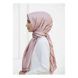 Vissona %100 Saf İpek Şal İnce Saten Vual Dokuma Monogram Desenli Pudra - Krem Renkli 90x210 Şal
