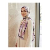 Vissona %100 Saf İpek Şal İnce Saten Vual Dokuma Suluboya Çiçek Desenli Pudra - Pembe Renkli 90x210 Şal