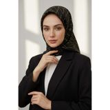 Vissona %100 Twill Çizgili Desenli Sarı - Siyah Renkli 90x90 Eşarp Dikim Şekli: El Dikişi