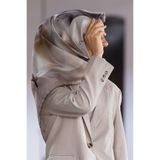 Vissona %100 Twill İpek Büyük Çiçek Desenli Vizon - Krem Renkli 90x90 Eşarp Dikim Şekli : El Dikişi