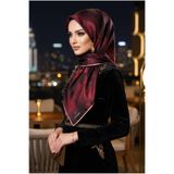 Vissona %100 Twill İpek Çiçek Desenli Bordo Renkli 90x90 Eşarp Dikim Şekli : El Dikişi