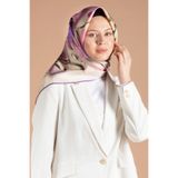 Vissona %100 Twill İpek Çiçek Desenli Mor - Pembe Renkli 90x90 Dikim Şekli : El Dikişi Eşarp