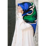 Vissona 100% Twill İpek Dalga Desenli Saks - Zümrüt Yeşili Renkli 90x90 Dikim Şekli : El Dikişi Eşarp