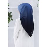 Vissona %100 Twill İpek Degrade Desenli Buz Mavisi Renkli 90x90 Eşarp Dikim Şekli : El Dikişi