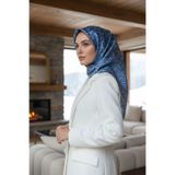 Vissona %100 Twill İpek Degrade Desenli Lacivert Renkli 90x90 Eşarp Dikim Şekli : El Dikişi