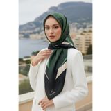 Vissona %100 Twill İpek Degrade Desenli Siyah - Zümrüt Yeşili Renkli 90x90 Eşarp Dikim Şekli : El Dikişi