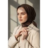 Vissona %100 Twill İpek Düz Kahverengi Renkli Daha Tok Exclusive Serisi 90x90 Eşarp Dikim Şekli : El Dikişi