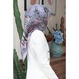 Vissona 100% Twill İpek Etnik Desenli Lila Renkli 90x90 Dikim Şekli : El Dikişi Eşarp
