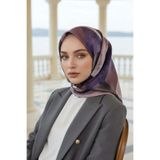 Vissona %100 Twill İpek Geometrik Desenli Lila - Pembe Renkli 90x90 Eşarp Dikim Şekli : El Dikişi