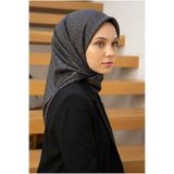 Vissona %100 Twill İpek Minik Motif Desenli Siyah - Siyah Renkli 90x90 Eşarp Dikim Şekli : El Dikişi