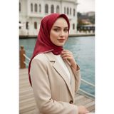 Vissona %100 Twill İpek Minik V Desenli Bordo Renkli 90x90 Eşarp Dikim Şekli : El Dikişi
