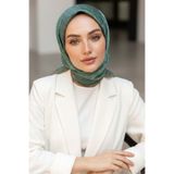 Vissona %100 Twill İpek Monogram Desenli Benetton Yeşili Renkli 90x90 Eşarp Dikim Şekli : El Dikişi