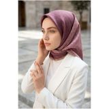 Vissona %100 Twill İpek Monogram Desenli Gül Kurusu Renkli 90x90 Eşarp Dikim Şekli : El Dikişi