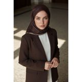 Vissona %100 Twill İpek Monogram Desenli Kahverengi Renkli 90x90 Eşarp Dikim Şekli : El Dikişi