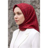 Vissona %100 Twill İpek Monogram Desenli Kırmızı Renkli 90x90 Eşarp Dikim Şekli : El Dikişi