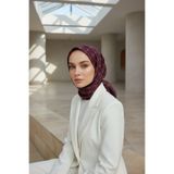 Vissona %100 Twill İpek Monogram Desenli Şarabi Renkli 90x90 Eşarp Dikim Şekli : El Dikişi
