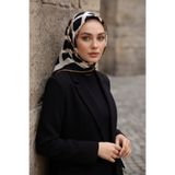 Vissona %100 Twill İpek Nostalji Desen SİYAH / KREM Renkli 90x90 Eşarp Dikim Şekli : El Dikişi