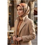 Vissona %100 Twill İpek Şal Desenli Bakır Renkli 90x90 Eşarp Dikim Şekli : El Dikişi