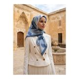 Vissona %100 Twill İpek Yaprak Desenli İndigo - Petrol Yeşili Renkli 90x90 Eşarp Dikim Şekli : El Dikişi