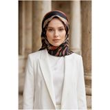Vissona %100 Twill İpek Zebra Desenli Gold - Siyah Renkli 90x90 Eşarp Dikim Şekli : El Dikişi