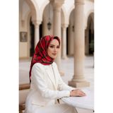 Vissona %100 Twill Türk Motifi Desenli Nar Çiçeği Renkli 90x90 Eşarp Dikim Şekli: El Dikişi