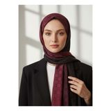 Vissona %57 İPEK %43 PAMUK Degrade Desenli Bordo - Siyah Renkli Şal - 70x190 Dikiş Tipi İtalyan Dik