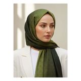 Vissona %57 İPEK %43 PAMUK Degrade Desenli Yağ Yeşili Renkli Şal - 70x190 Dikiş Tipi İtalyan Dikişl