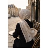 Vissona %57 İpek %43 Pamuk Monogram Dokumalı Gümüş Renkli 70X190 Yumuşak Dökümlü Şal