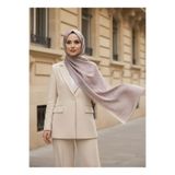 Vissona %57 İpek %43 Pamuk Monogram Dokumalı Vizon Renkli 70X190 Yumuşak Dökümlü Şal
