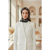 Vissona %57 İPEK %43 VİSKON Twill İpek Çizgili Desenli Siyah - Gold Renkli 90x90 Eşarp Dikim Şekli : El Diki