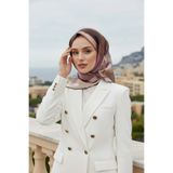 Vissona % 57 İPEK % 43 VİSKON Twill İpek Geometrik Desenli Bej - Gül Kurusu Renkli 90x90 Eşarp Dikim Şekli :