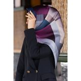 Vissona % 57 İPEK % 43 VİSKON Twill İpek Geometrik Desenli Mürdüm - İndigo Renkli 90x90 Eşarp Dikim Şekli :