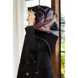 Vissona % 57 İPEK % 43 VİSKON Twill İpek Geometrik Desenli Pudra - Siyah Renkli 90x90 Eşarp Dikim Şekli : El