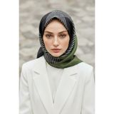 Vissona % 57 İPEK % 43 VİSKON Twill İpek Geometrik Desenli Zümrüt Yeşili Renkli 90x90 Eşarp Dikim Şekli : El