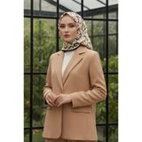 Vissona % 57 İPEK % 43 VİSKON Twill İpek Soyut Geometrik Desenli Taba - Haki Renkli 90x90 Eşarp Dikim Şekli