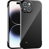 Vissona iPhone 13 Uyumlu Kamera Korumalı Yanları Açık Sararmaz Sert Mika Şeffaf Kılıf - Siyah