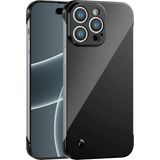 Vissona iPhone 14 Pro Max Uyumlu Kamera Korumalı Yanları Açık Sararmaz Sert Mika Şeffaf Kılıf - Siyah