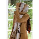 Vissona KREP BATİK DESENLİ BEJ - TABA RENKLİ 75X195 KIRIŞMAZ ŞAL